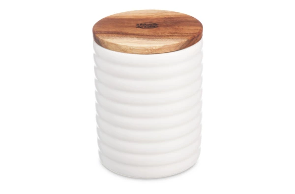 Банка для хранения Decor de table Home 550 мл, рельеф, керамика, акация, белая