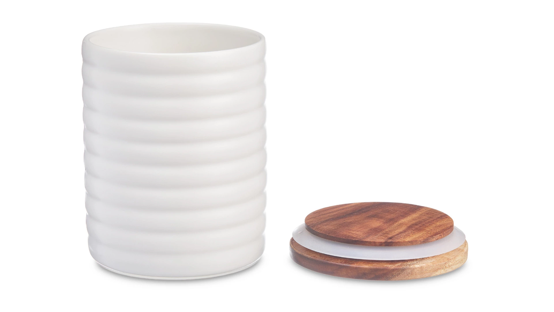 Банка для хранения Decor de table Home 550 мл, рельеф, керамика, акация, белая