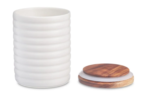 Банка для хранения Decor de table Home 550 мл, рельеф, керамика, акация, белая