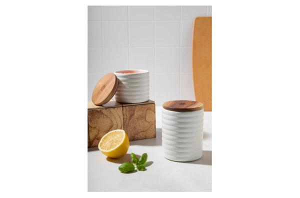 Банка для хранения Decor de table Home 550 мл, рельеф, керамика, акация, белая
