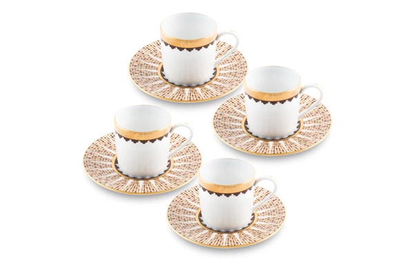 Набор чашек кофейных с блюдцами Haviland Королевская кавалерия 75 мл, 4 шт, фарфор, золотой кант