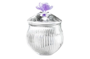 Конфетница на ножке Decor de table Дефанс Камелия 12,5х18,7 см, хрусталь, цветок фиолетовый