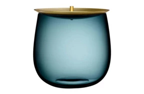 Банка для хранения с крышкой Nude Glass Берет d16хh15,4 см, стекло хрустальное, сине-зеленая