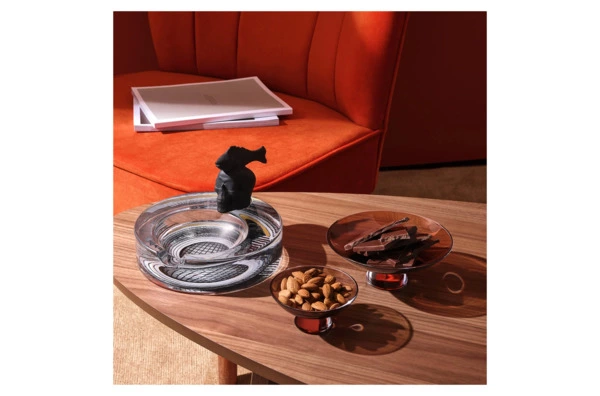 Чаша декоративная Nude Glass Силуэт 22 см, стекло хрустальное, карамельная