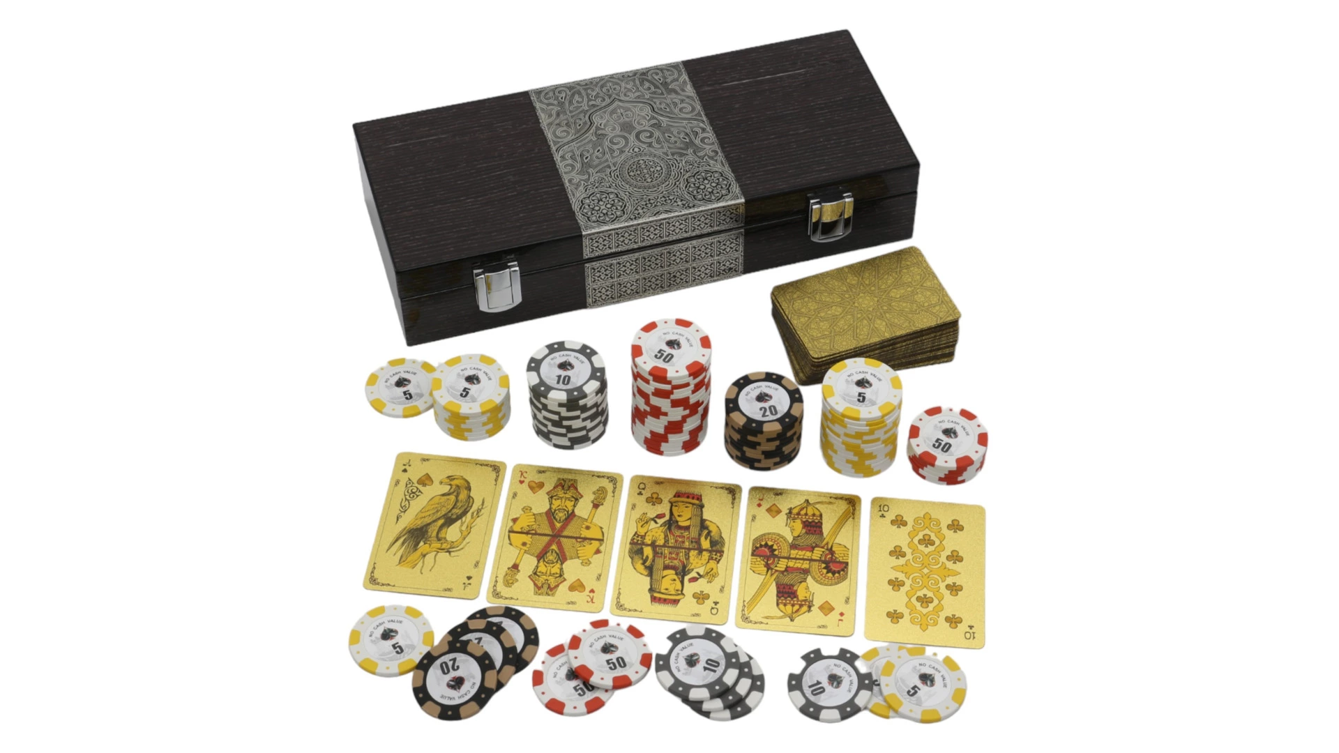 Набор для покера Empire Royal Flush 28х12х5,5 см, дерево, в черном кейсе, п/к