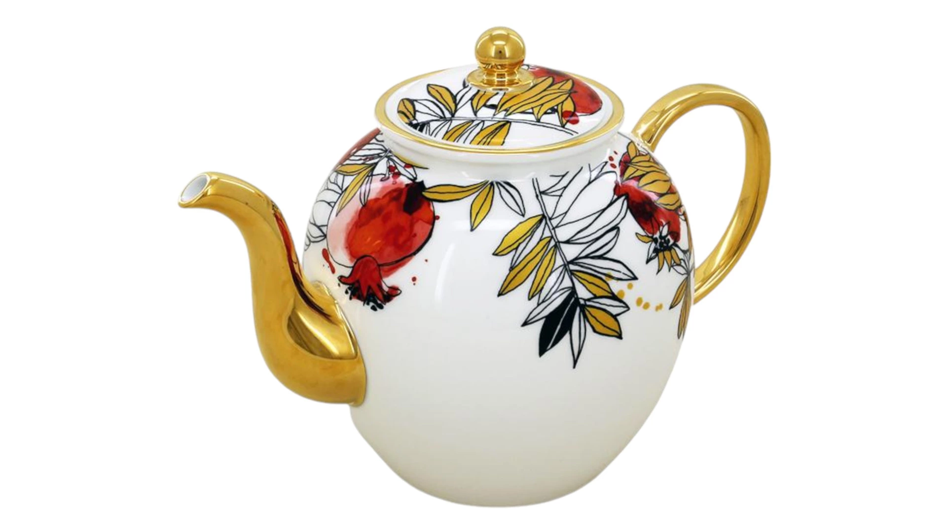 Сервиз чайный Empire Гранатовый сад на 6 персон 14 предметов, фарфор твердый, золотая деколь, п/к