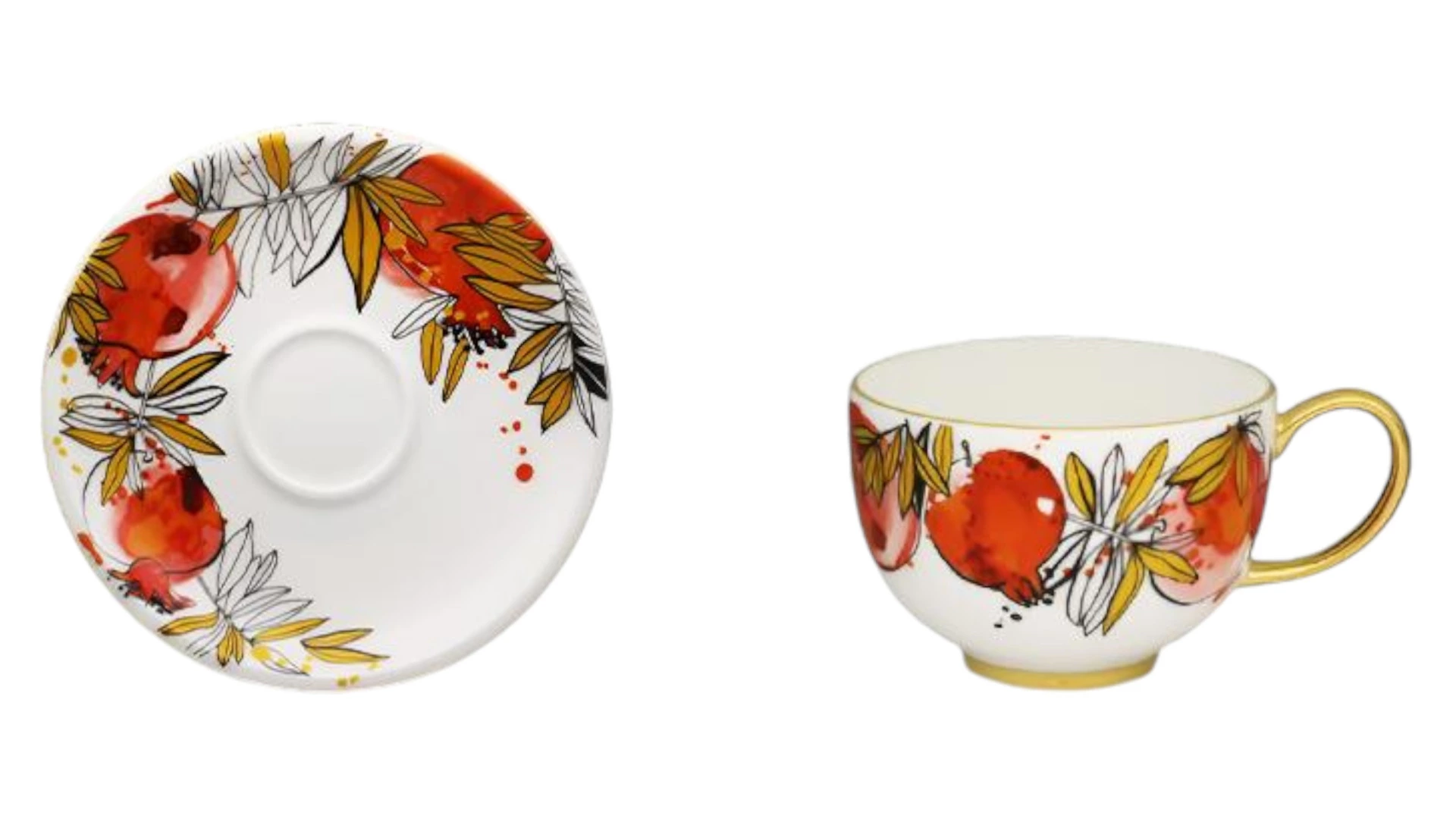 Сервиз чайный Empire Гранатовый сад на 6 персон 14 предметов, фарфор твердый, золотая деколь, п/к