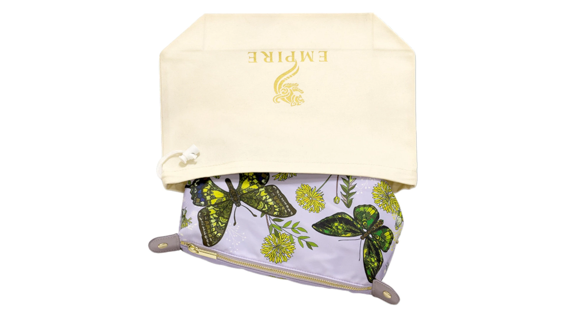 Косметичка Empire Бабочки 23х11х13 см, лавсан, зеленая