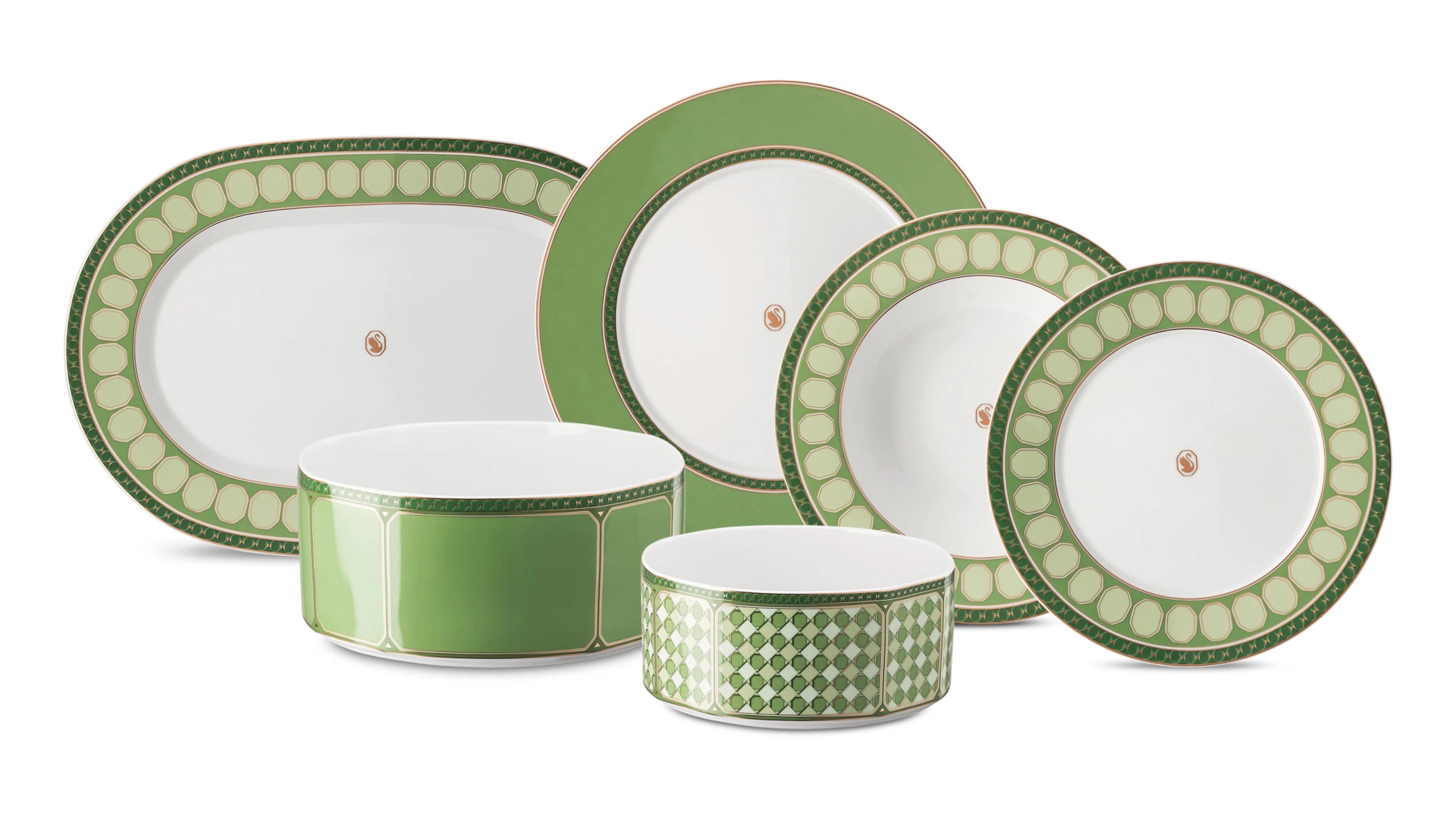Сервиз столовый Rosenthal Swarovski Сигнум 6 персон, 21 предмета, фарфор, зеленый