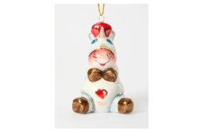 Игрушка елочная Лефортовский фарфор Единорог с сердечками красными 8х9х11 см, фарфор, п/к