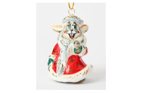 Игрушка елочная Лефортовский фарфор Заяц в шубе "Ну, погоди!" 6,5х5,5х9 см, фарфор, п/к