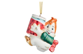 Игрушка елочная Лефортовский фарфор Карлсон 9х5,5х9,5 см, фарфор, ручная работа, п/к