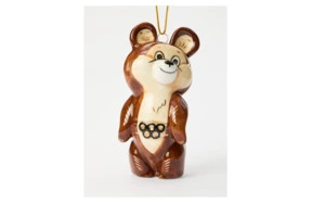 Игрушка елочная Лефортовский фарфор Олимпийский Мишка 5,5х5х12 см, фарфор, ручная работа, п/к