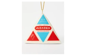 Игрушка елочная Лефортовский фарфор Пакет Молока 9х9х7,5 см, фарфор, ручная работа, п/к