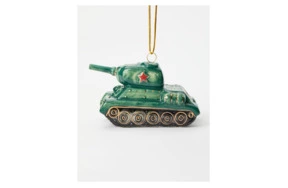 Игрушка елочная Лефортовский фарфор Танк 9х5х7 см, фарфор, ручная работа, п/к