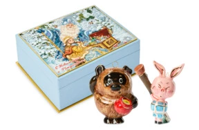 Набор елочных игрушек Лефортовский фарфор Винни Пух 2 шт, фарфор, в коробке с музыкой, п/к