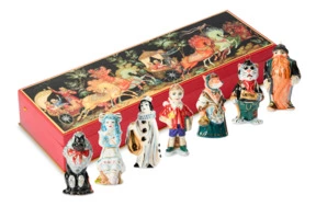 Набор елочных игрушек Лефортовский фарфор Золотой Ключик 7 шт, фарфор, в коробке с музыкой,п/к