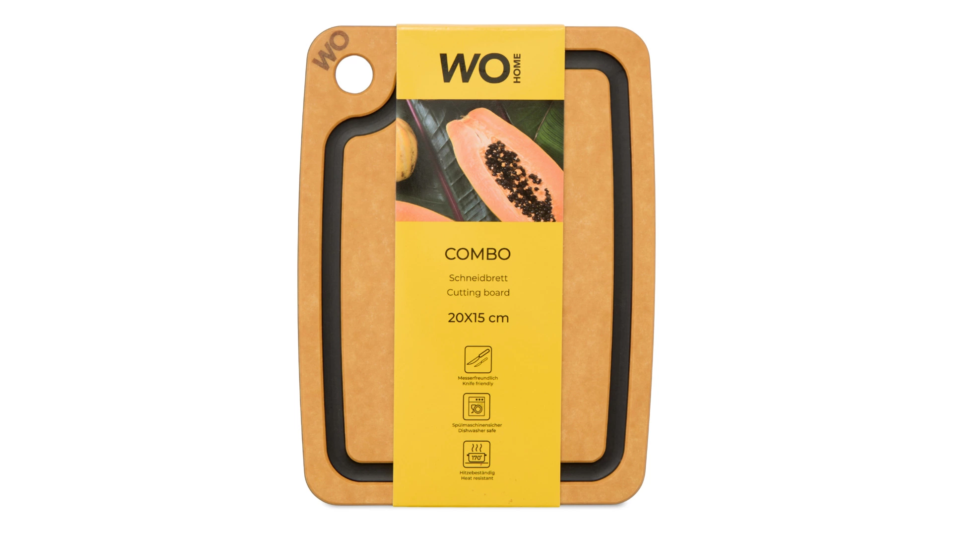 Доска разделочная WO HOME Сombo 20х15 см, древесный композит, бежевая