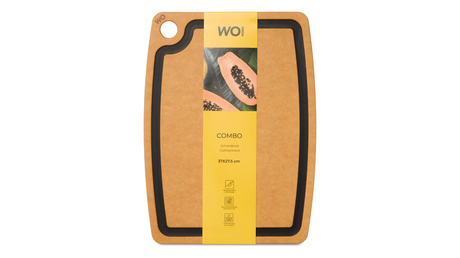 Доска разделочная WO HOME Сombo 37х27,5 см, древесный композит, бежевая