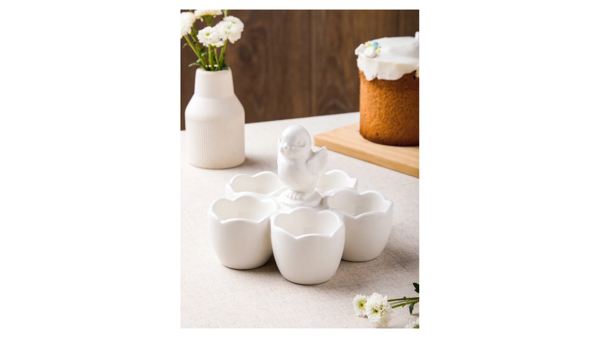 Подставка для яиц Decor de table Цыпленок 14х10,7 см, керамика, белая