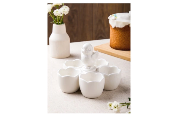 Подставка для яиц Decor de table Цыпленок 14х10,7 см, керамика, белая