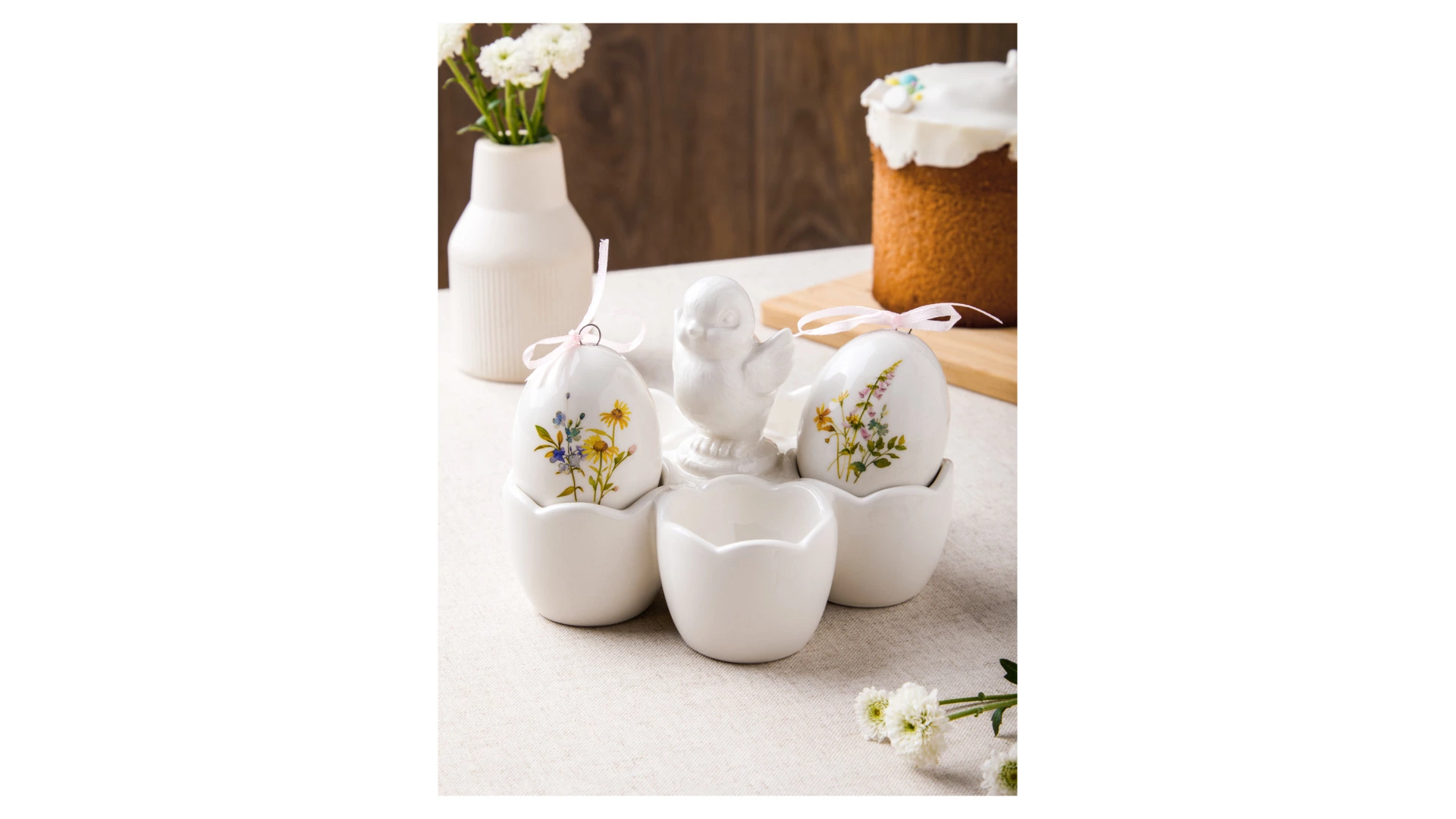 Подставка для яиц Decor de table Цыпленок 14х10,7 см, керамика, белая