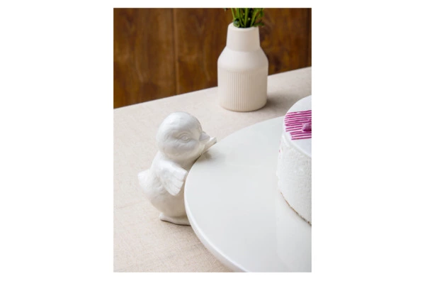 Блюдо для торта круглое Decor de table Цыплята 31 см, керамика, белое