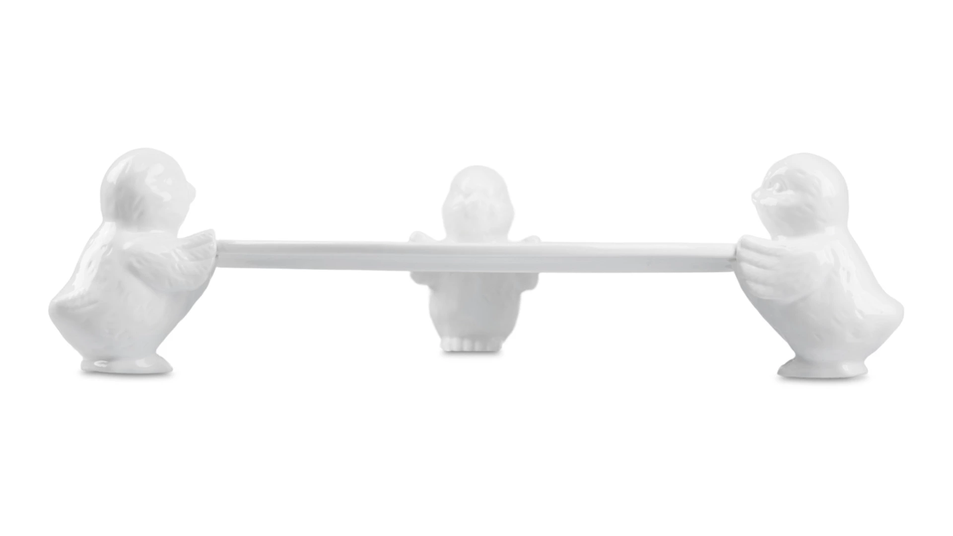 Блюдо для торта круглое Decor de table Цыплята 31 см, керамика, белое
