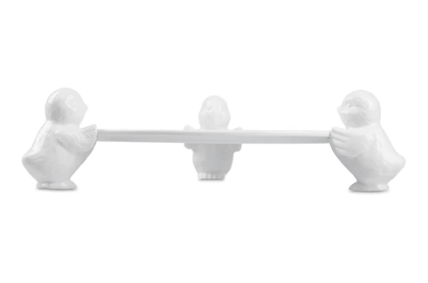 Блюдо для торта круглое Decor de table Цыплята 31 см, керамика, белое