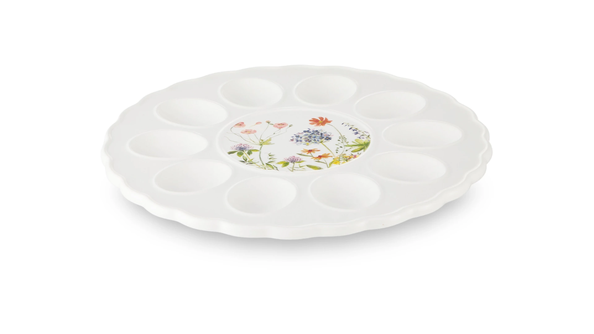 Блюдо для 10 яиц круглое Decor de table 28 см, керамика, белое