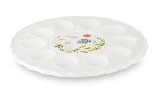 Блюдо для 10 яиц круглое Decor de table 28 см, керамика, белое
