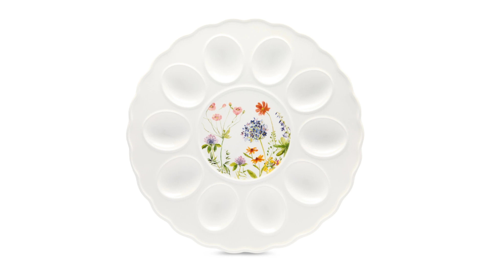 Блюдо для 10 яиц круглое Decor de table 28 см, керамика, белое