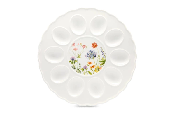 Блюдо для 10 яиц круглое Decor de table 28 см, керамика, белое