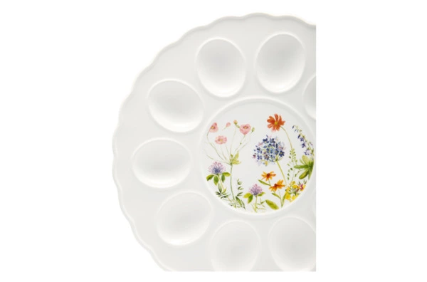 Блюдо для 10 яиц круглое Decor de table 28 см, керамика, белое
