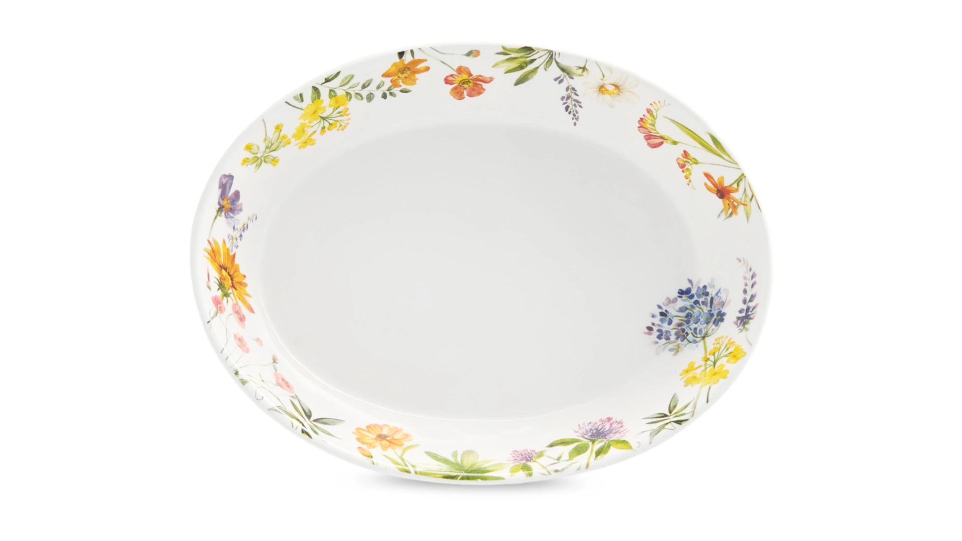 Блюдо для фруктов овальное Decor de table Полевые цветы 19,7х25,6 см, керамика, белое