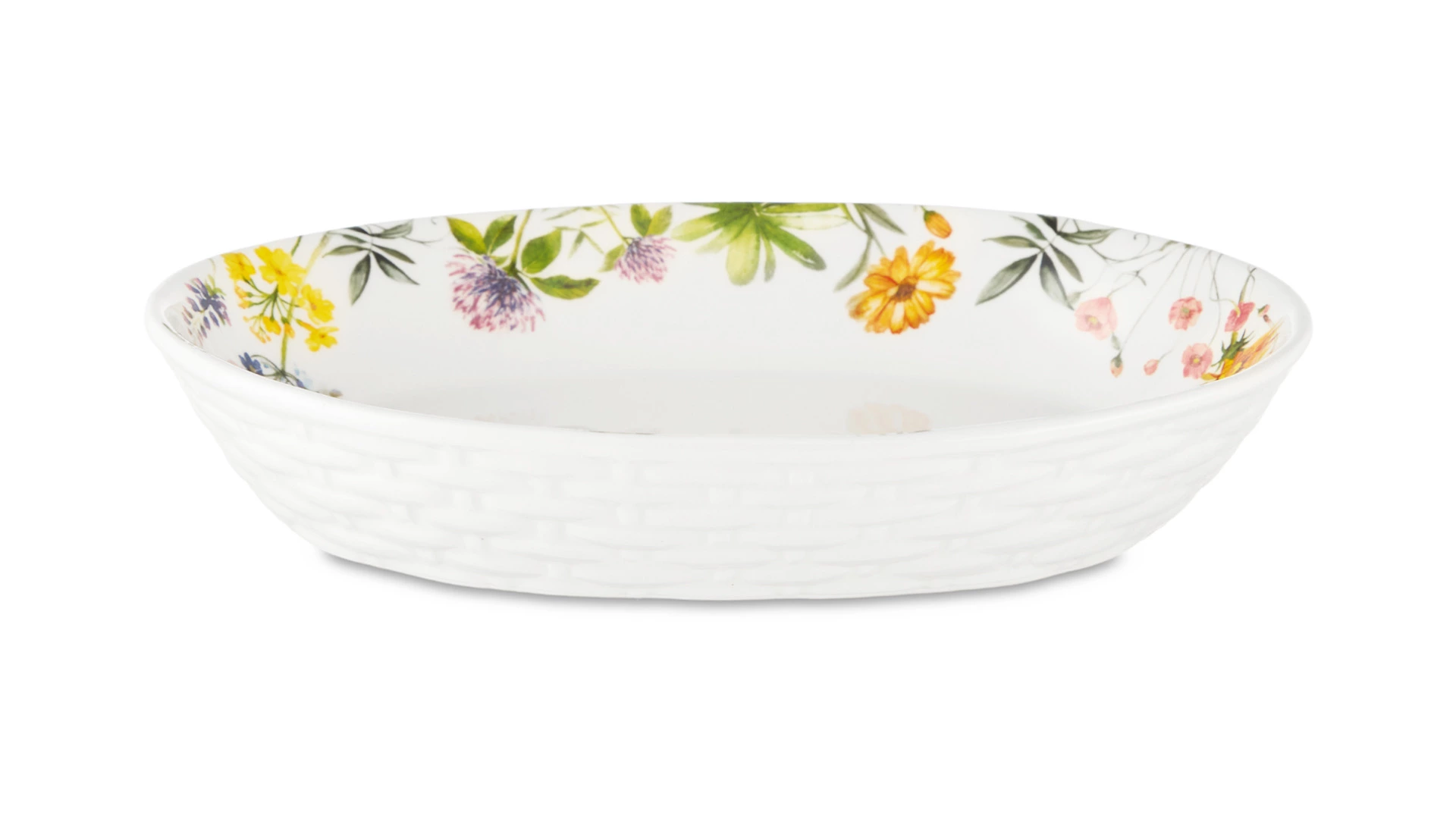 Блюдо для фруктов овальное Decor de table Полевые цветы 19,7х25,6 см, керамика, белое