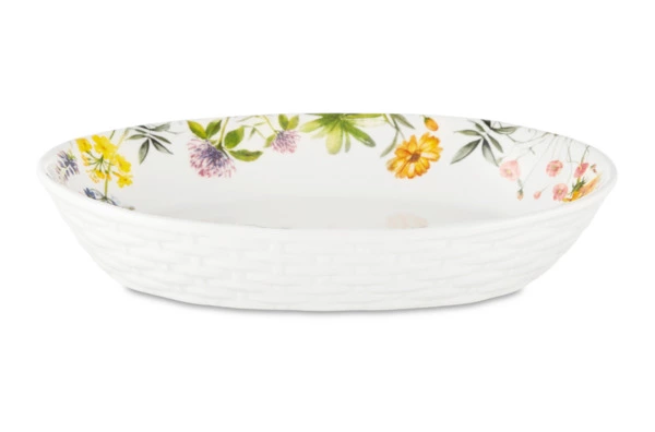 Блюдо для фруктов овальное Decor de table Полевые цветы 19,7х25,6 см, керамика, белое
