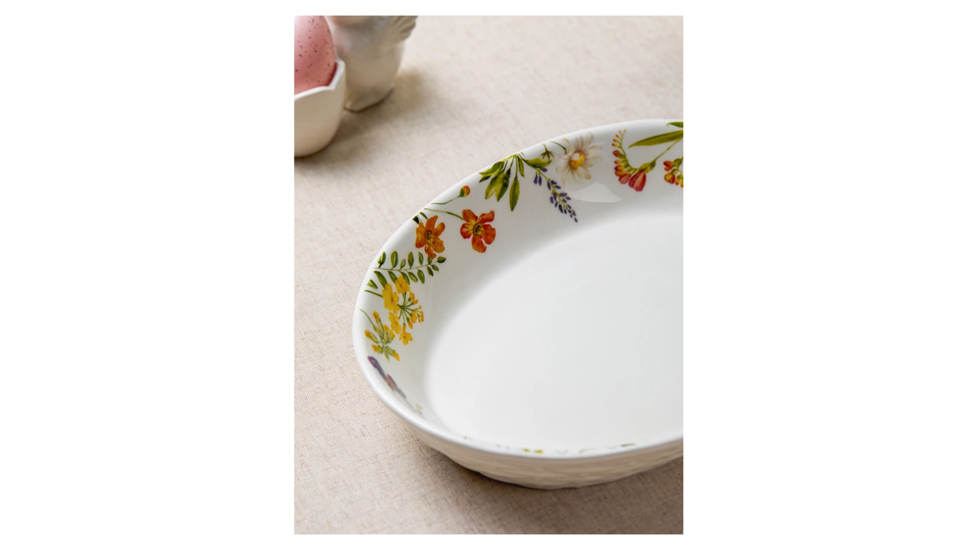 Блюдо для фруктов овальное Decor de table Полевые цветы 19,7х25,6 см, керамика, белое