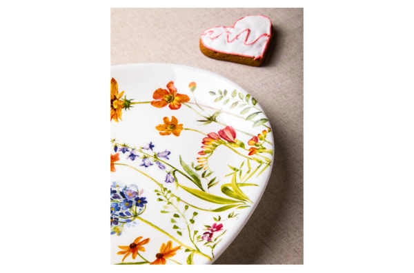 Блюдо овальное Decor de table Полевые цветы 39,7х29 см, керамика, белое