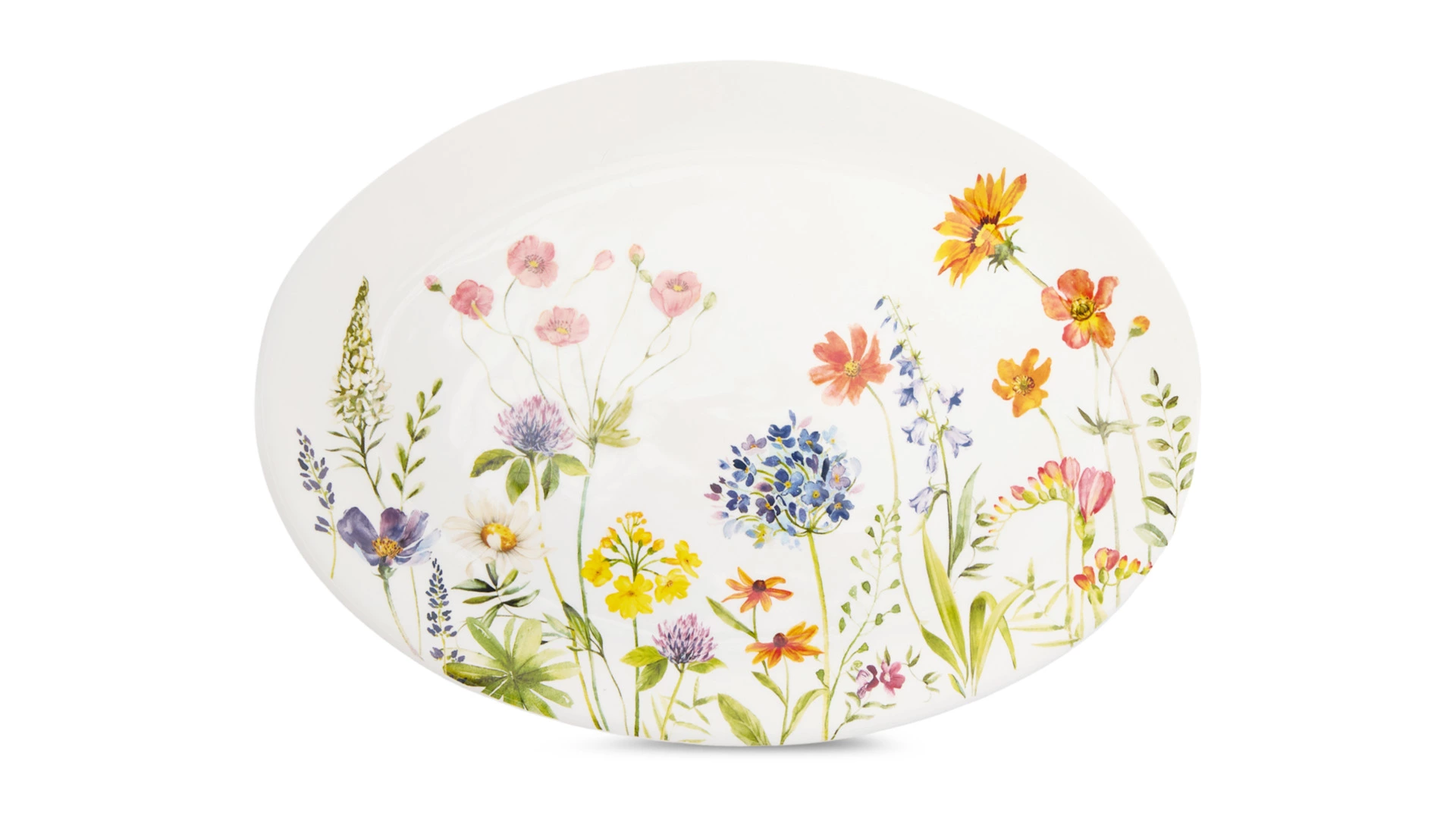 Блюдо овальное Decor de table Полевые цветы 39,7х29 см, керамика, белое