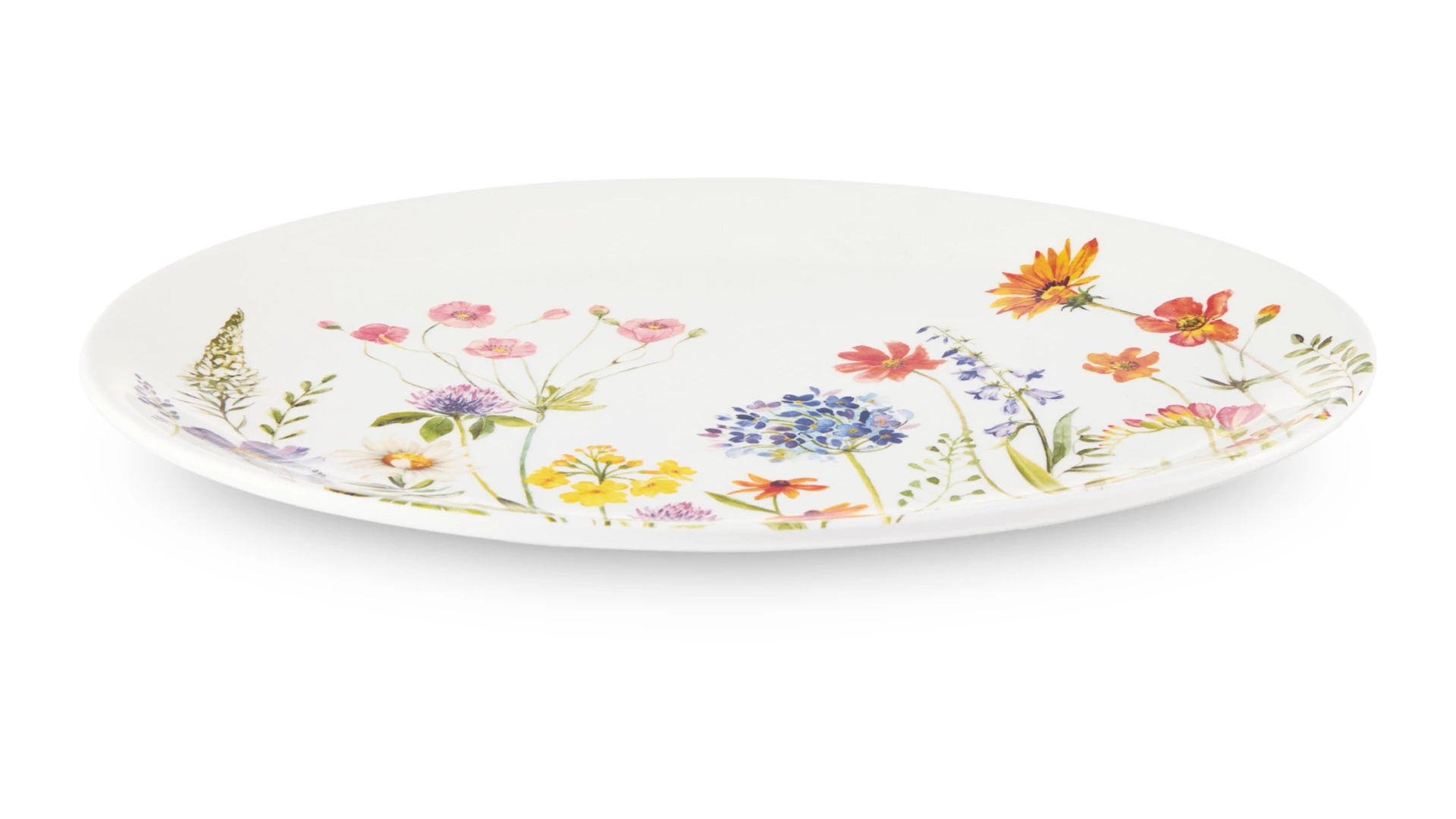 Блюдо овальное Decor de table Полевые цветы 39,7х29 см, керамика, белое