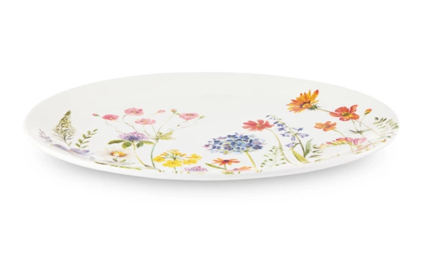 Блюдо овальное Decor de table Полевые цветы 39,7х29 см, керамика, белое