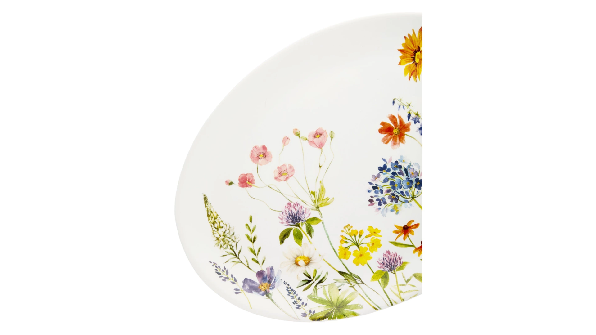 Блюдо овальное Decor de table Полевые цветы 39,7х29 см, керамика, белое