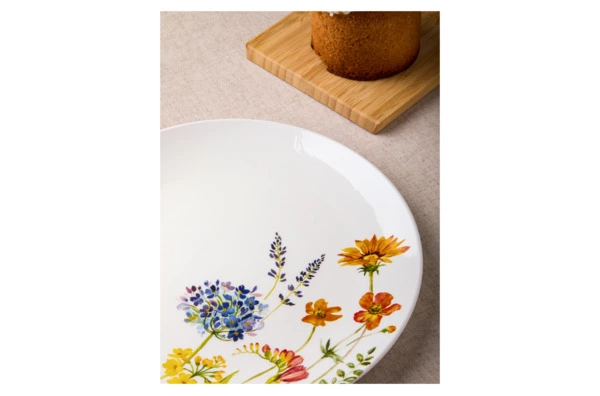Тарелка обеденная Decor de table Полевые цветы 27 см, керамика, белая