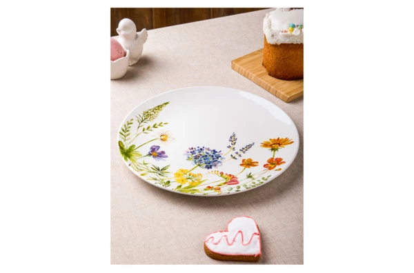 Тарелка обеденная Decor de table Полевые цветы 27 см, керамика, белая