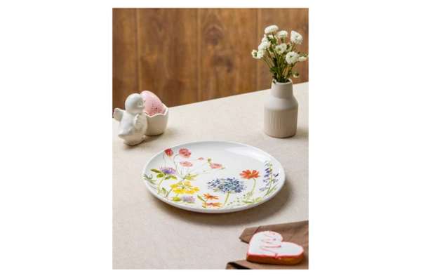 Тарелка закусочная Decor de table Полевые цветы 22 см, керамика, белая