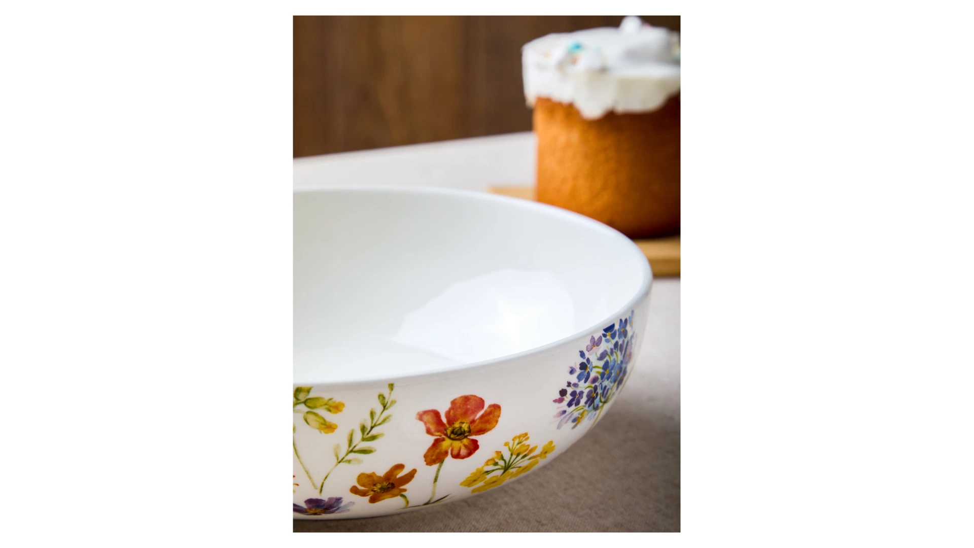 Салатник большой Decor de table Полевые цветы 1,7л, 22,5х7,7 см, керамика, белый