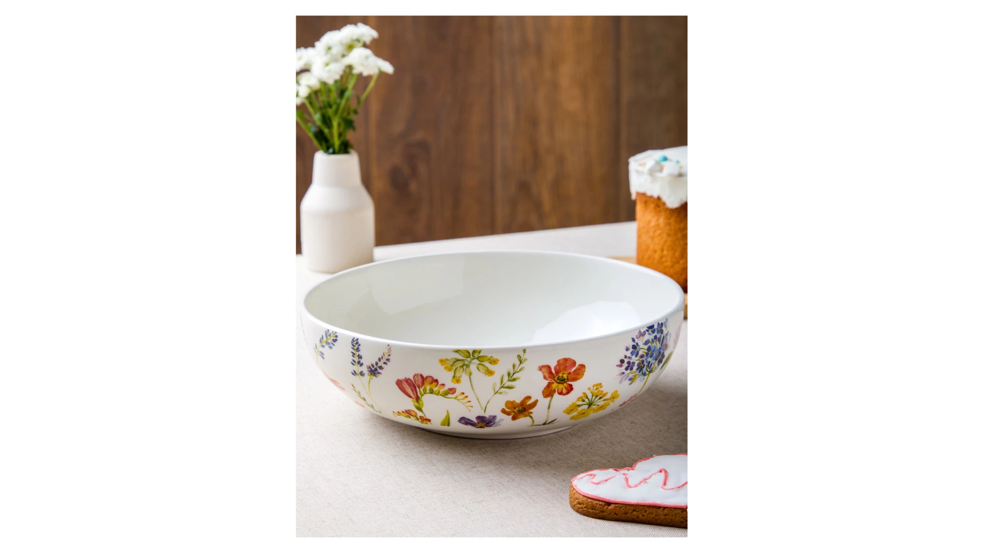 Салатник большой Decor de table Полевые цветы 1,7л, 22,5х7,7 см, керамика, белый