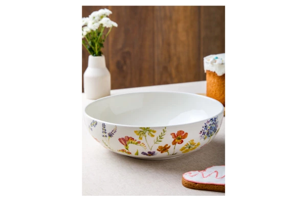 Салатник большой Decor de table Полевые цветы 1,7л, 22,5х7,7 см, керамика, белый