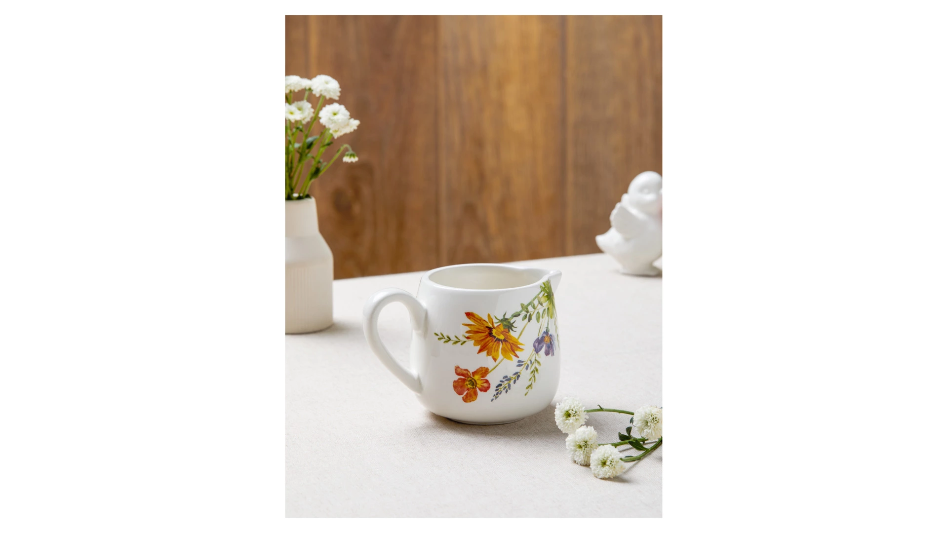 Молочник Decor de table Полевые цветы 330 мл, керамика, белый